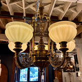 Kichler Brass Chandelier with Five Opaque Globes, Ornate, sku: 032584